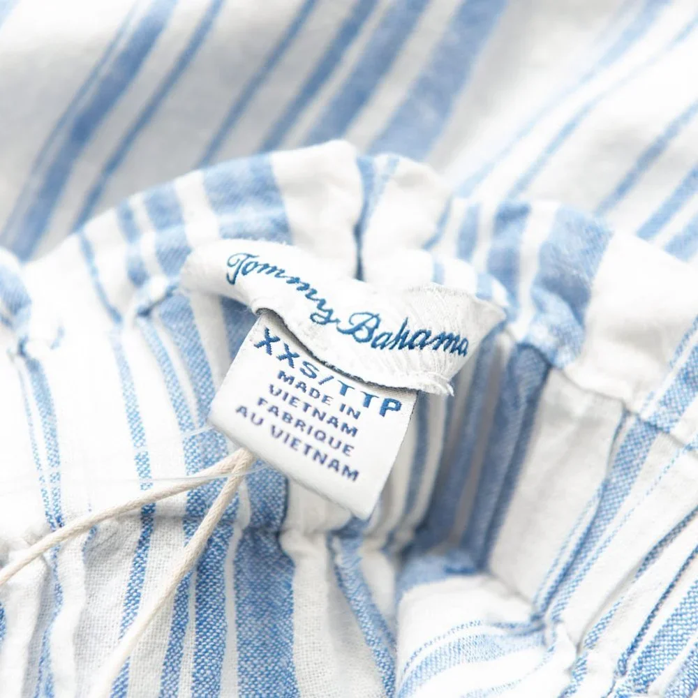 Tommy Bahama Shell Yea Skirt Linen Rayon Stripe Midi Blue White Size XXS New - Picture 4 of 6
